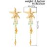 SHIXIN Trendy Starfish Fish Drop Earrings Women Summer Beach Imitation Pearl Crystal Tassel Piercing Earrings Vacation Jewelry
