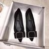 Fashion Pointed Flat Shoes for Women's Spring Summer New Shallow Cut  Suede Soft Sole Black Women's Shoes Ladies Large Size 44