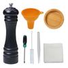 Manual Wooden Pepper Grinder Beechwood Mill with Stainless Steel Grinding Pepper Spice Refill Wooden Cleaning Brush and Towel - 15cm/6'' Mechanism,