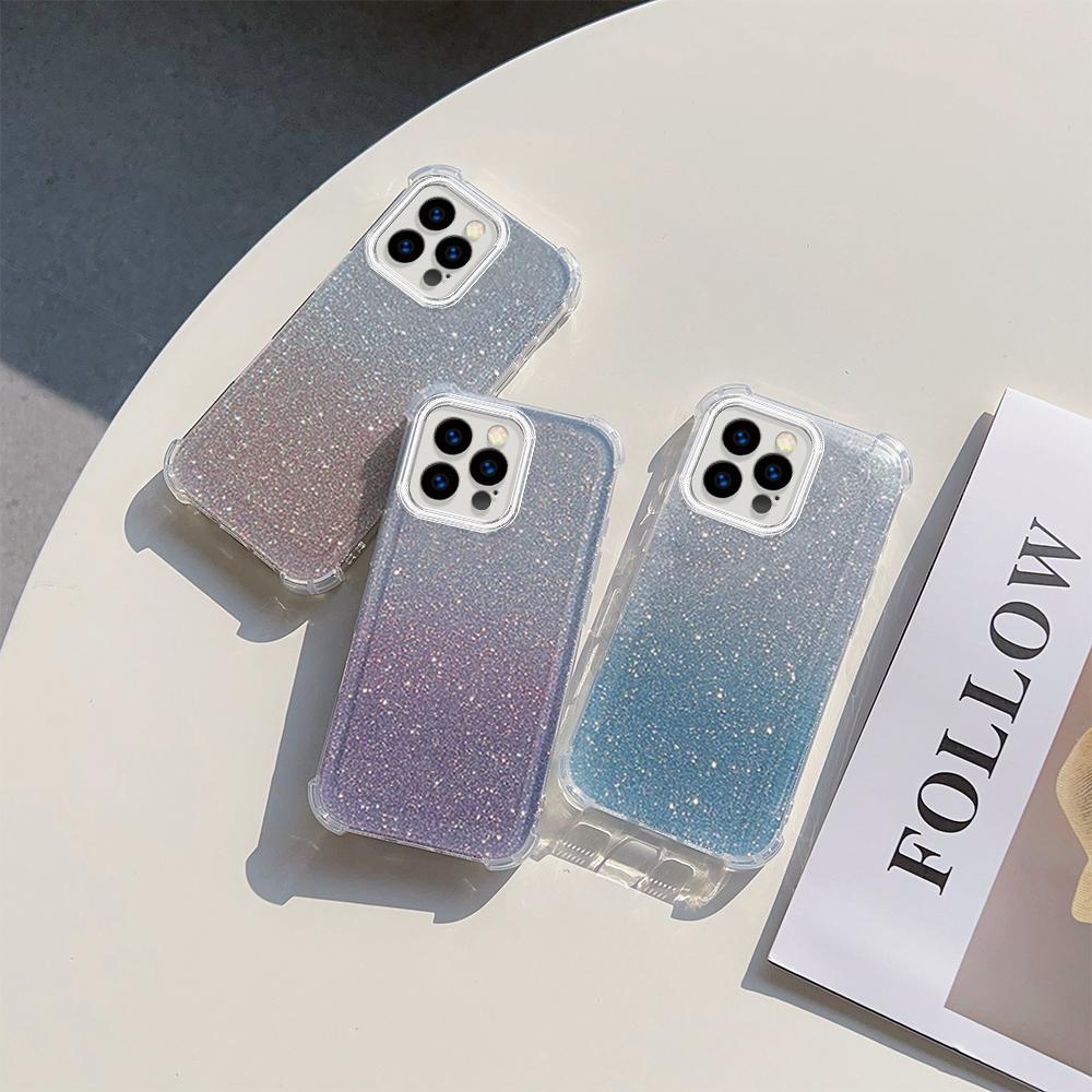 Роскошный блестящий ударопрочный прозрачный мягкий чехол для iPhone 16 13 15 Pro Max Samsung S25 S23 Ultra A35 A54 Redmi Note12 Pro Bumper Cases Cover