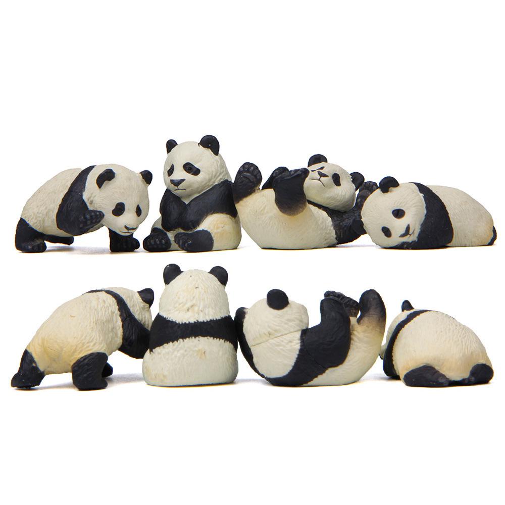 Set of 4 Cute Panda Figurines for DIY Mini Landscapes and Succulent Gardens