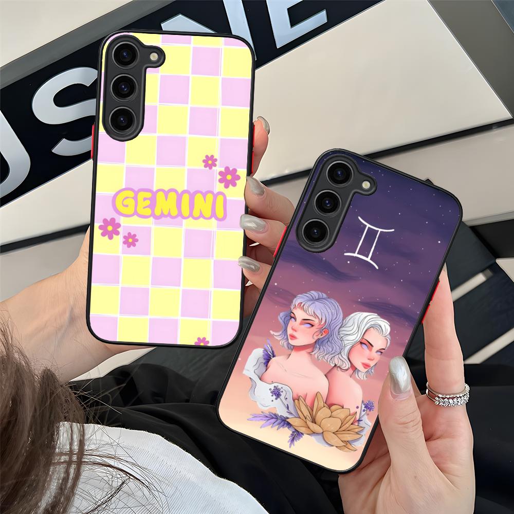Чехол для мобильного телефона со знаком зодиака Близнецы для Samsung Galaxy S25 S24 S23 S22 S21 Plus FE Ultra Цветной силиконовый чехол Роскошный чехол