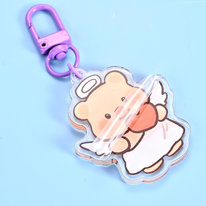 Милый мультяшный шарнирный масляный медведь акриловый кулон аниме фото брелки индивидуальные прозрачные акриловые изделия