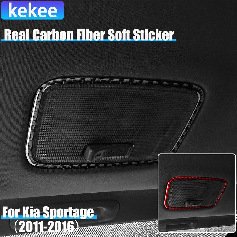 Real Carbon Fiber Car Accessories Reading Light Decorative Cover Soft Sticker For Kia Sportage 2011 2012 2013 2014 2015 2016