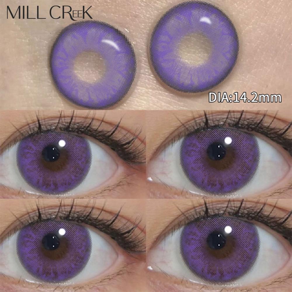 MILL CREEK 1 пара однолетних цветных фиолетовых контактных линз для близорукости по рецепту Eye Power(0~-8.00) 14,2 ~ 14,5 мм, высококачественный макияж для глаз, красота, макияж для учеников