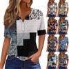 Жен. Футболка Футболка С принтом Пуговицы С короткими рукавами Повседневные Выходные Мода Классический V-образный вырез Обычный Верх
