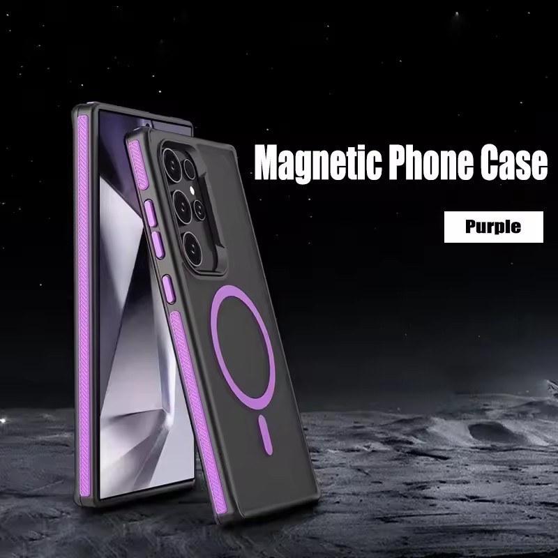 Магнитный чехол для телефона Samsung Galaxy S25 S23 S22 S24 Ultra Plus Magsafe Wireless Charger Матовый полупрозрачный противоударный чехол