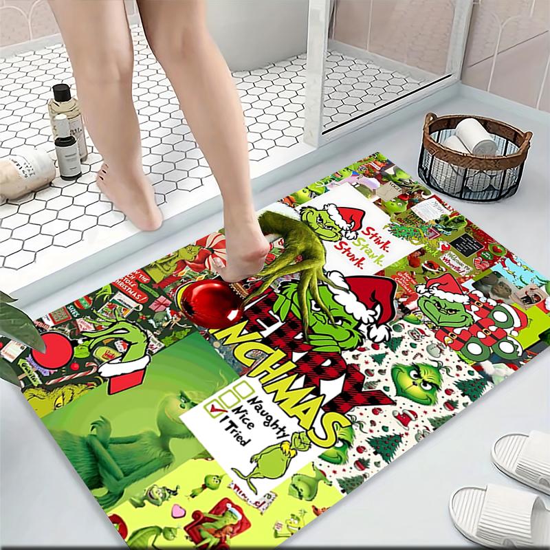 Grinch Christmas Collage Carpet Rug Soft Washable Antislip Home Living Room Sofa Mats Personalized Christmas Rug