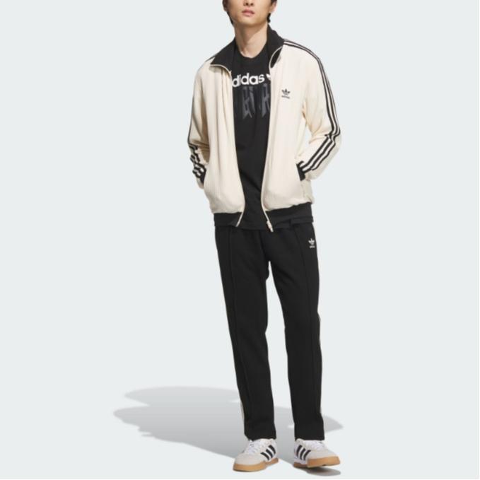 Adidas Вафельный топ Beckenbauer Track Top Wonder White унисекс в уличном стиле JW0109