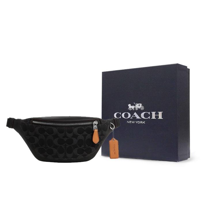 Coach Сумка через плечо из ткани Уоррен с коровьей кожей, Большая унисекс, Угольно-черная