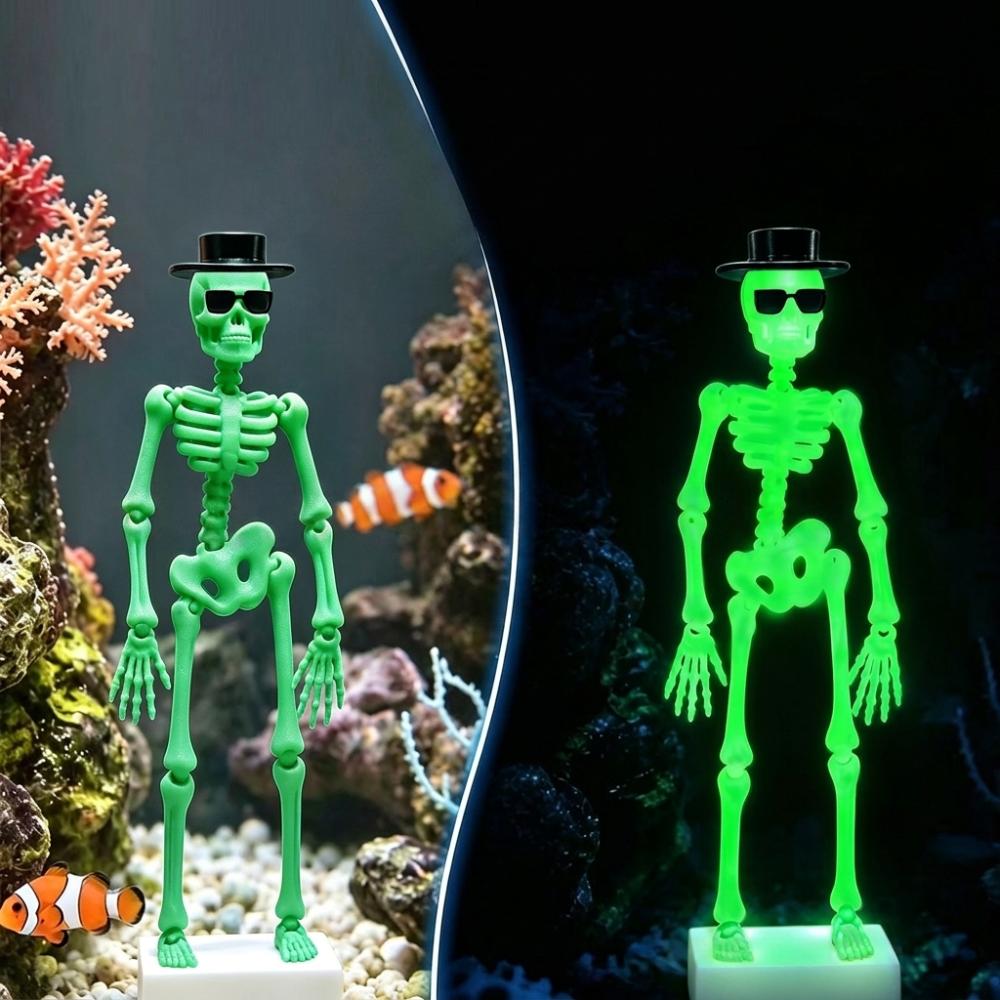 3D-печатный аквариумный танец Череп Украшение Динамический Скелет Пузырьки Подводный Ландшафт