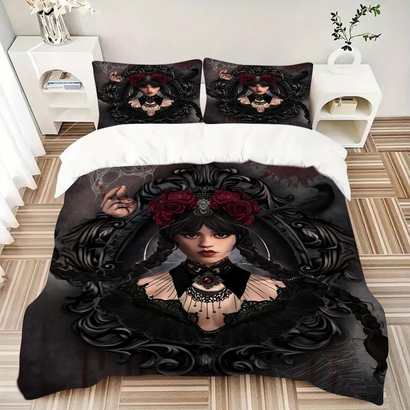 3pcs Wednesday Bedding Set. Soft and Comfortable with No Core Included (1x Duvet Cover + 2x Pillow Covers) yy251009148