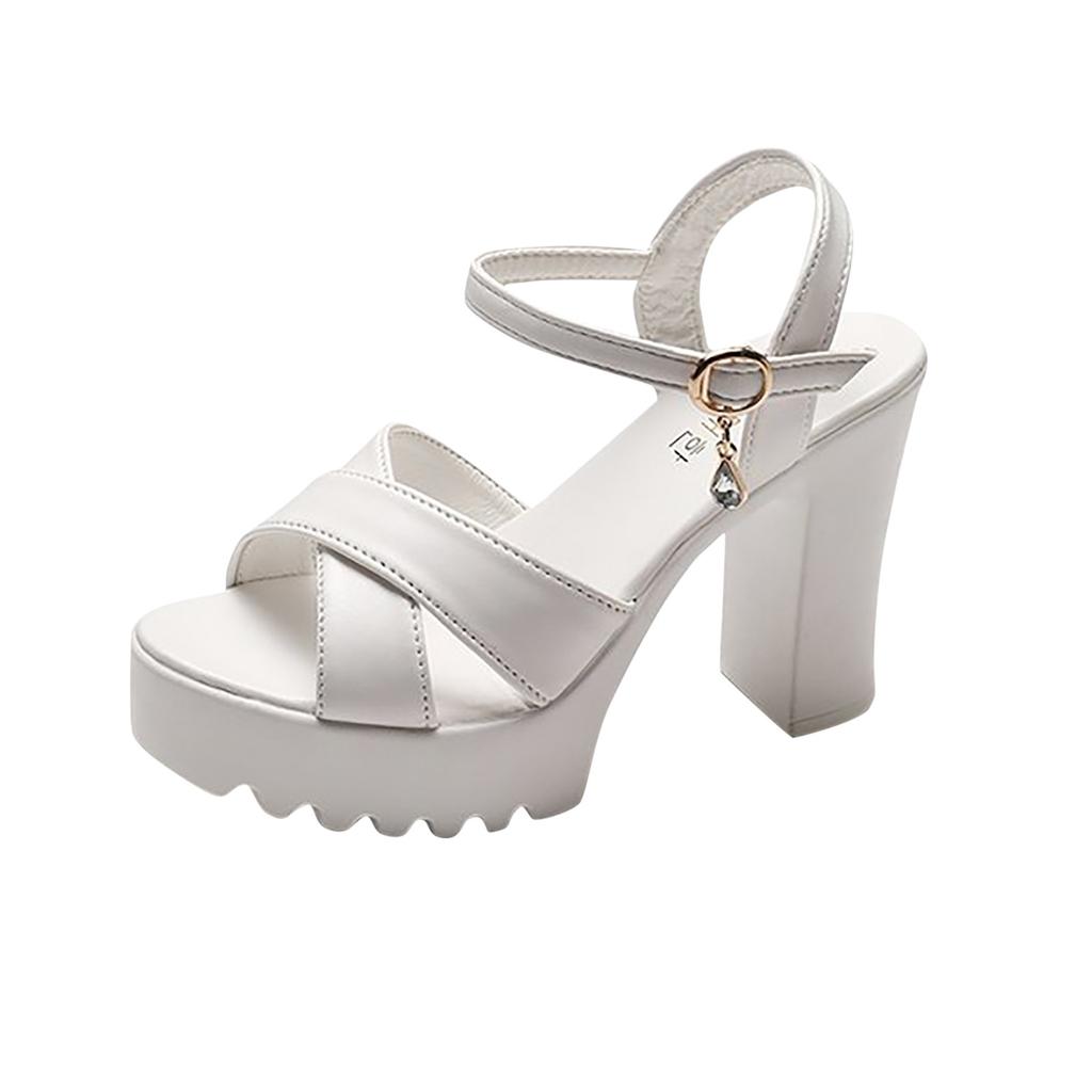 Sandals Woman Fish Sandals Leather Fashion Sole Strap Buckle Mouth Thick High Heel Ladies Women'S Sandalias De Plataforma