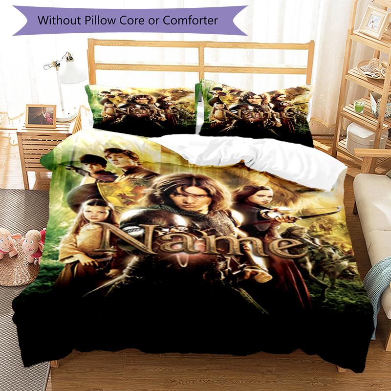 3Pcs Custom Name Chronicles Narnia Bedding Set Duvet Cover Closure Includes 1Duvet Cover 2Pillowcases Soft And Comfortable For All Seasons