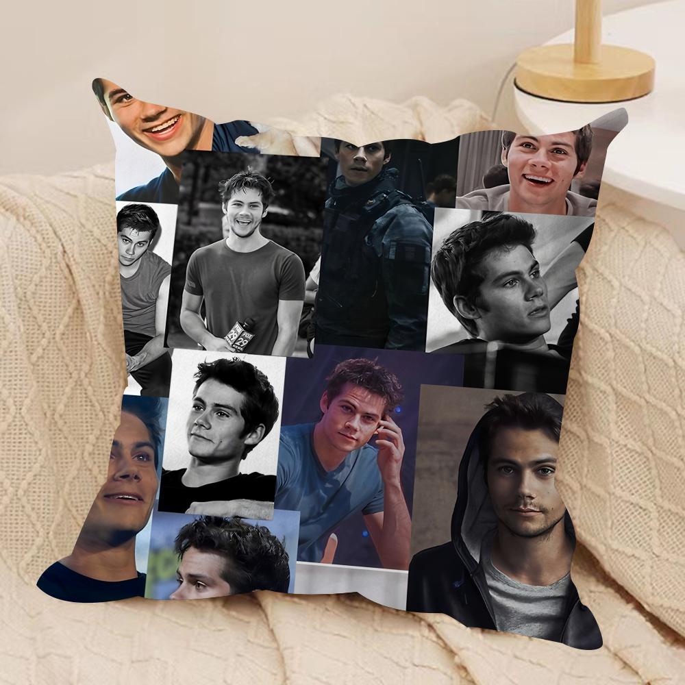DDylan O Brien Cushion Cover Silky Short Plush Invisible Zipper Dustproof Sofa Pillow Case For Home Decor