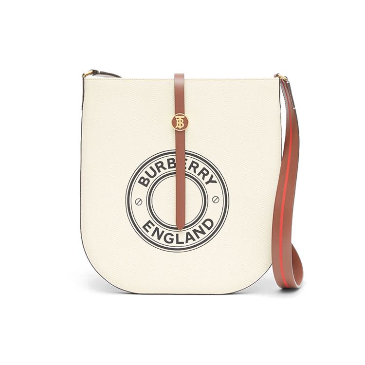 Burberry Logo Graphic Cotton Canvas And Leather Anne Shoulder Bag Women Shoulder Bag Natural 80268851