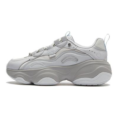 Li Ning Honey Soft Rebound Толстая подошва Увеличивающая высоту Амортизирующая Износостойкая Низкая Повседневная Обувь Женская Повседневная Обувь Серый AGCU246-2