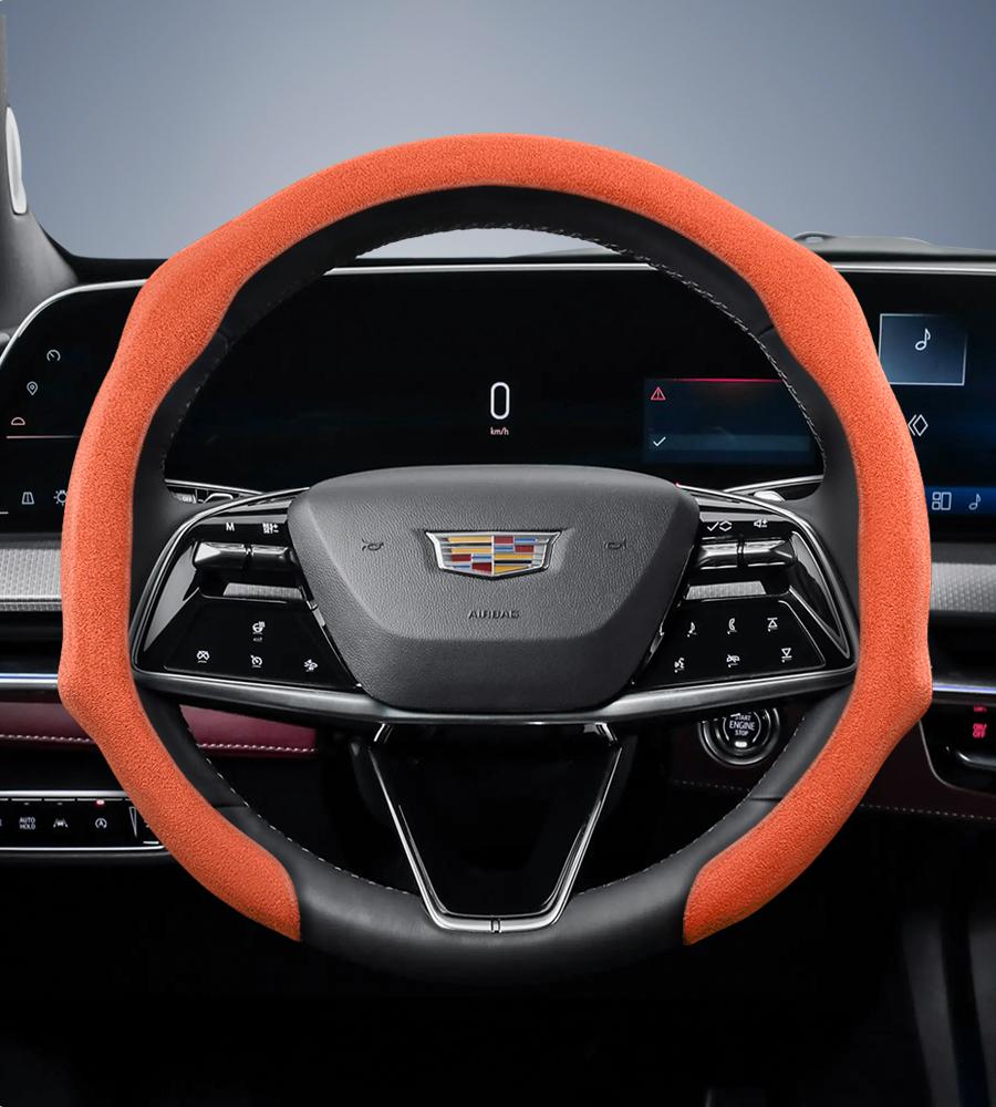 Suitable for Cadillac Premium Suede Snap-On Steering Wheel Cover Anti-Slip Durable Car Accessories Cts 2013 Ct4 Carbon Interior Ct5 Xt5 Xt4 Xt6 Escala