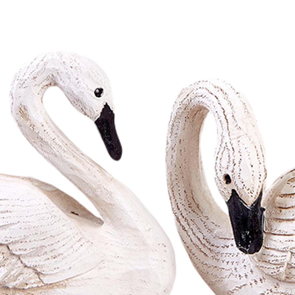 2 скульптуры из смолы, пара фигурок лебедей, подарок на день рождения, украшение для дома, статуэтки птиц