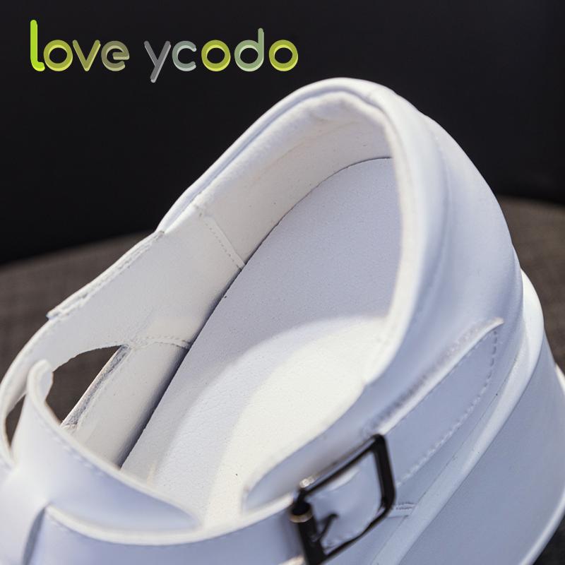 love ycodo Брендовые женские и студенческие летние сандалии из натуральной кожи на толстой подошве