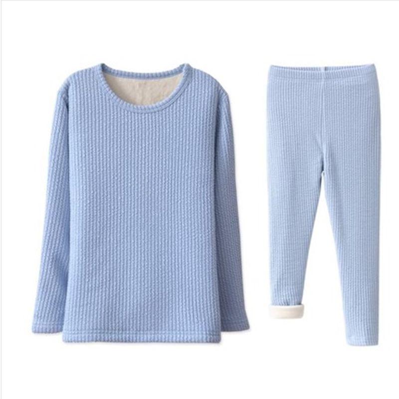 Детский комплект нижнего белья Средний и Большой для Мальчиков и Девочек Пижама Осень и Зима Теплые Длинные Кальсоны Верх и Низ На Флисовой Подкладке Утепленный Теплосберегающий