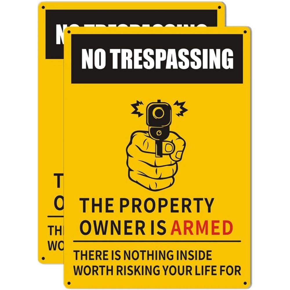 No Trespassing Signs Private Property Prosecute Metal Durable Waterproof Weatherproof EasyMount Decorative Warning Indicator