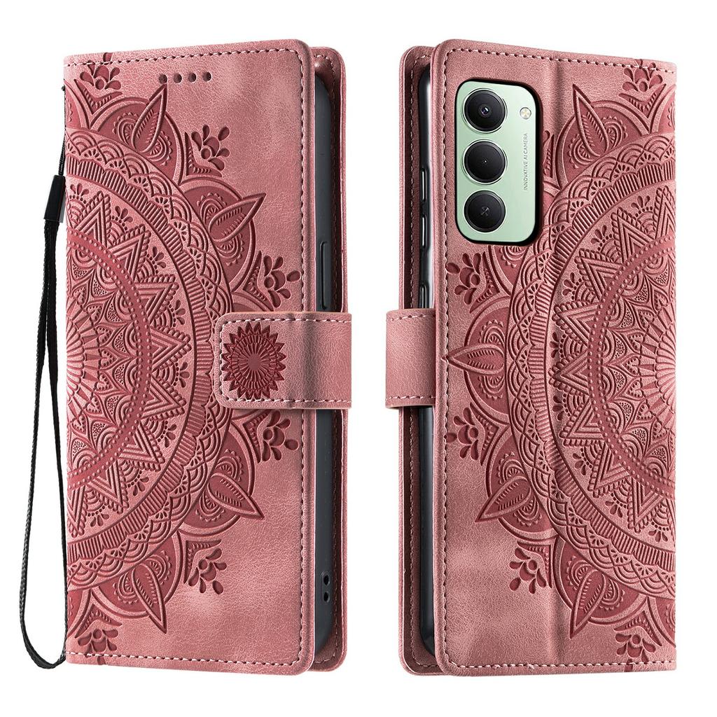 For Xiaomi Redmi 15 5G (EU) (171mm)/4G (EU) (171mm) Case Imprinted Totem Skin Feel Wallet Leather Phone Cover with Hand Strap