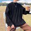 Newest Men's Fashion Clothing Knitting Sweater Fleece Spring Autumn Loose Solid Color Teens Tops For Men Pullover Long Sleeve Thick Mens Sweaters