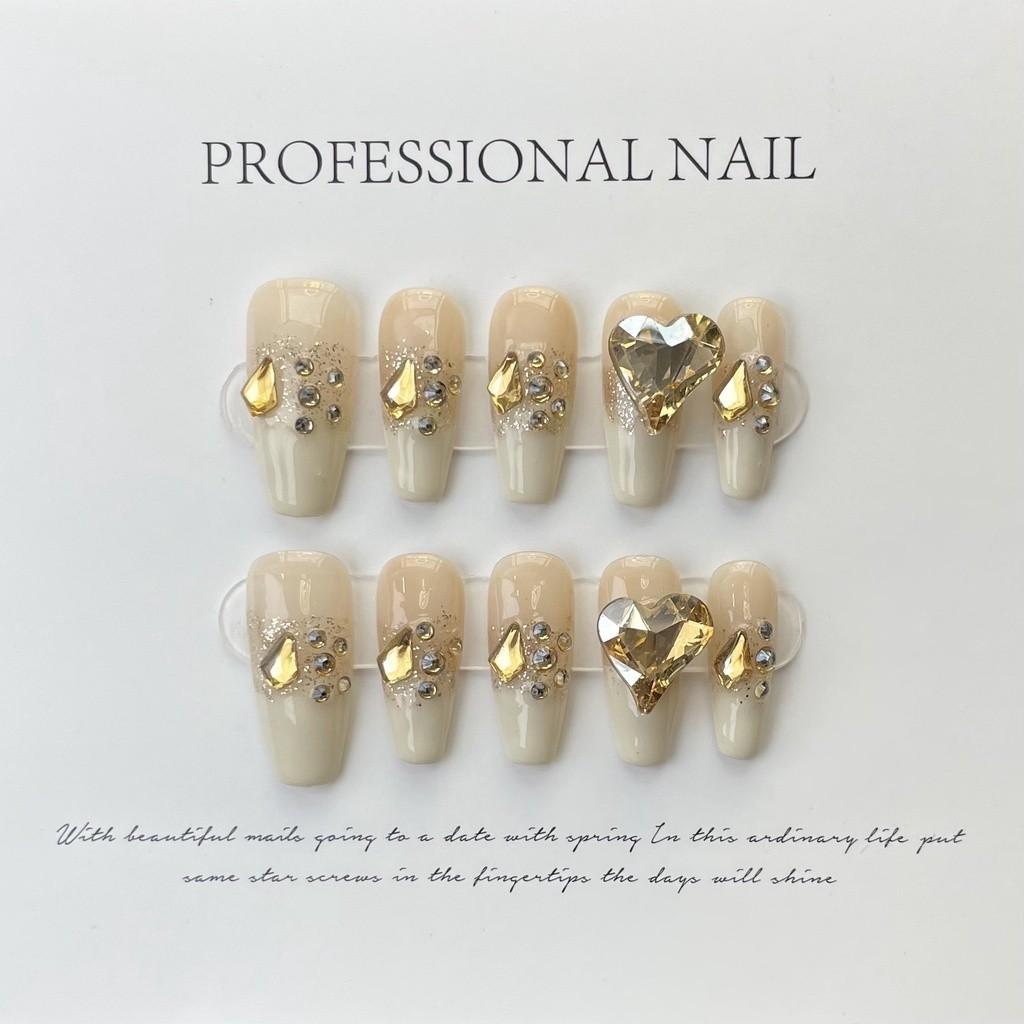 Длинные искусственные ногти в форме гроба ручной работы, мечтательная фея Аврора, розовый сверкающий белый бриллиант, свадебные ногти принцессы, фототерапевтические ногти, многоразовые