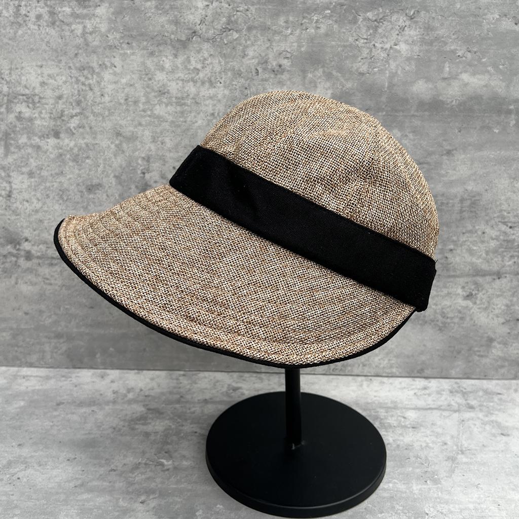 Order wide-brimmed bucket hat women's summer sun hat with a small face and a high ponytail duck tongue sun protection hat