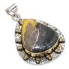 Двухцветный кулон из стерлингового серебра 925 пробы с натуральным шмелем-яшмой размером 2,32 дюйма m4M34