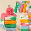 5Pairs 1-8Years Terry Socks for Children Soft Breathable Thickened Fabric High Elasticity Strawberry Duck Socks and Baby Heater