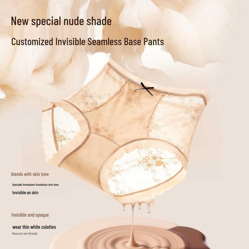 High-Waisted Sheer Lace Tummy Control Hip-Lifting Plus Size Red Triangle Panties