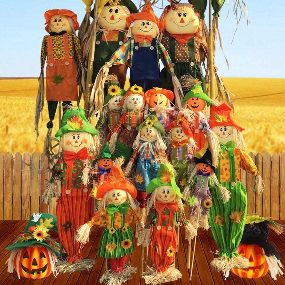 Cute Halloween Scarecrow Ornament Standing Garden Scarecrows Ornament Halloween Decoration