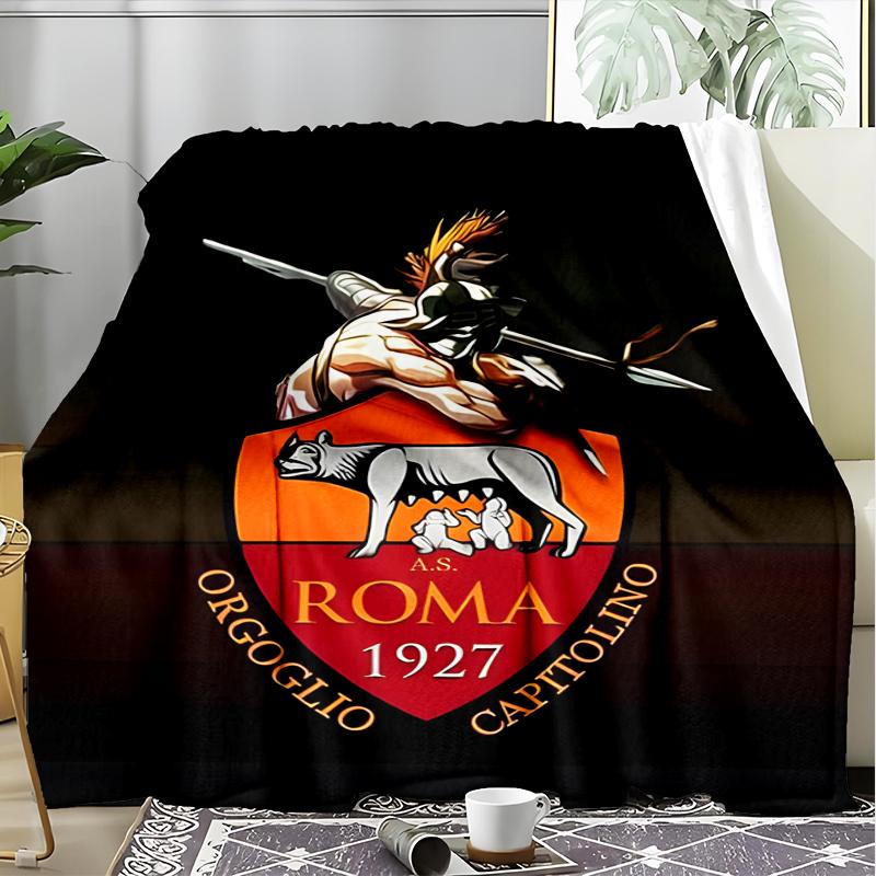 1PC Rome Wolf Football club Printed Soft Flannel Blanket Throw for Adult Bedroom Living Room Sofa Camping Travel Fan gifts Christmas Gifts