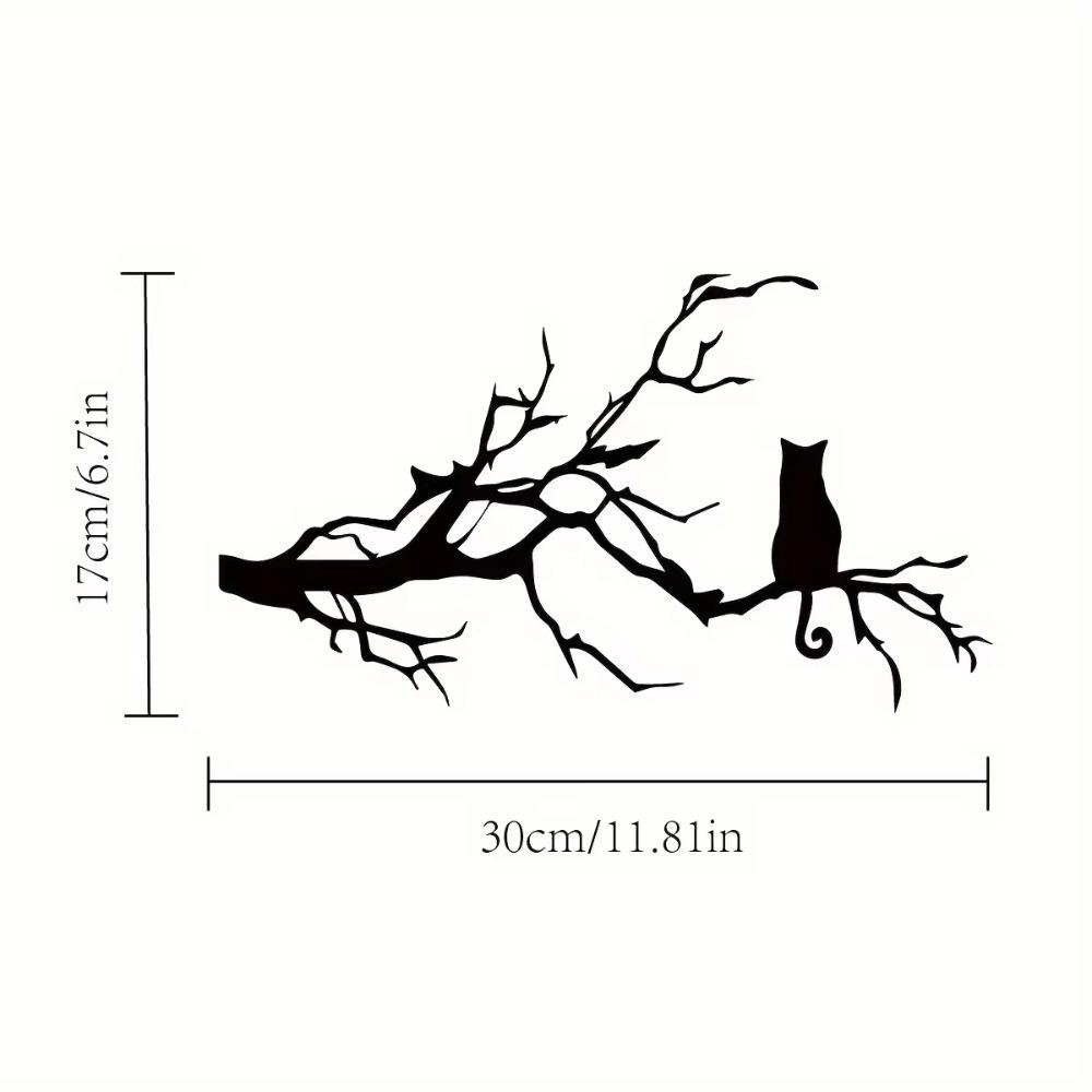 Настенное искусство в виде кошки из металла - очаровательный декор в виде кошки из ветки для спальни и интерьера, стильное настенное украшение в виде кошки из металла, идеальная идея для подарка
