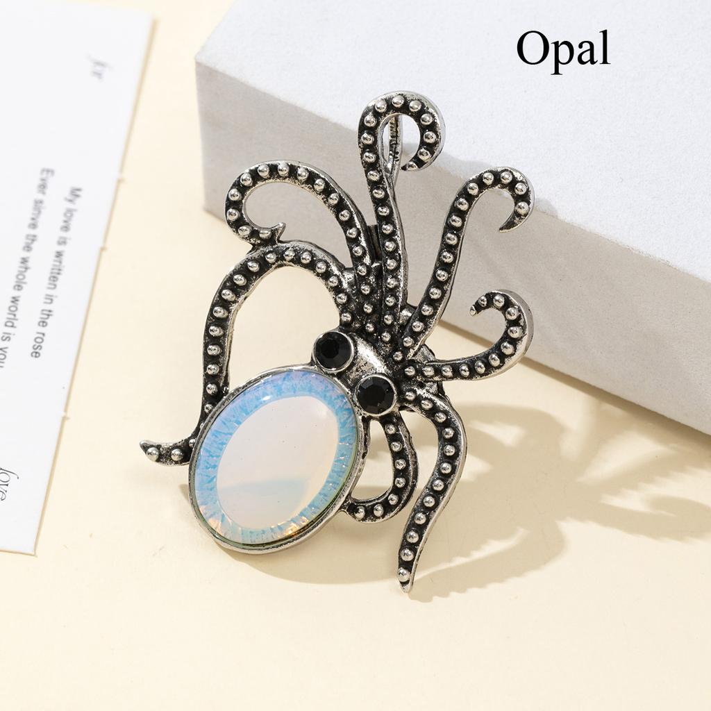 1 шт. Летние броши в виде осьминога из натурального камня в стиле океана, хрустальная брошь с аметистом, агатом, нефритом и драгоценным камнем для унисекс-ювелирных изделий на день рождения в подарок