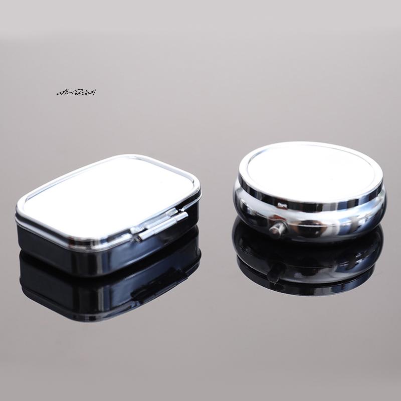 Waterproof Metal Pill Organizer Portable Round/Square Pill Box Weekly Pill Splitter Container for Daily Medicine Storage
