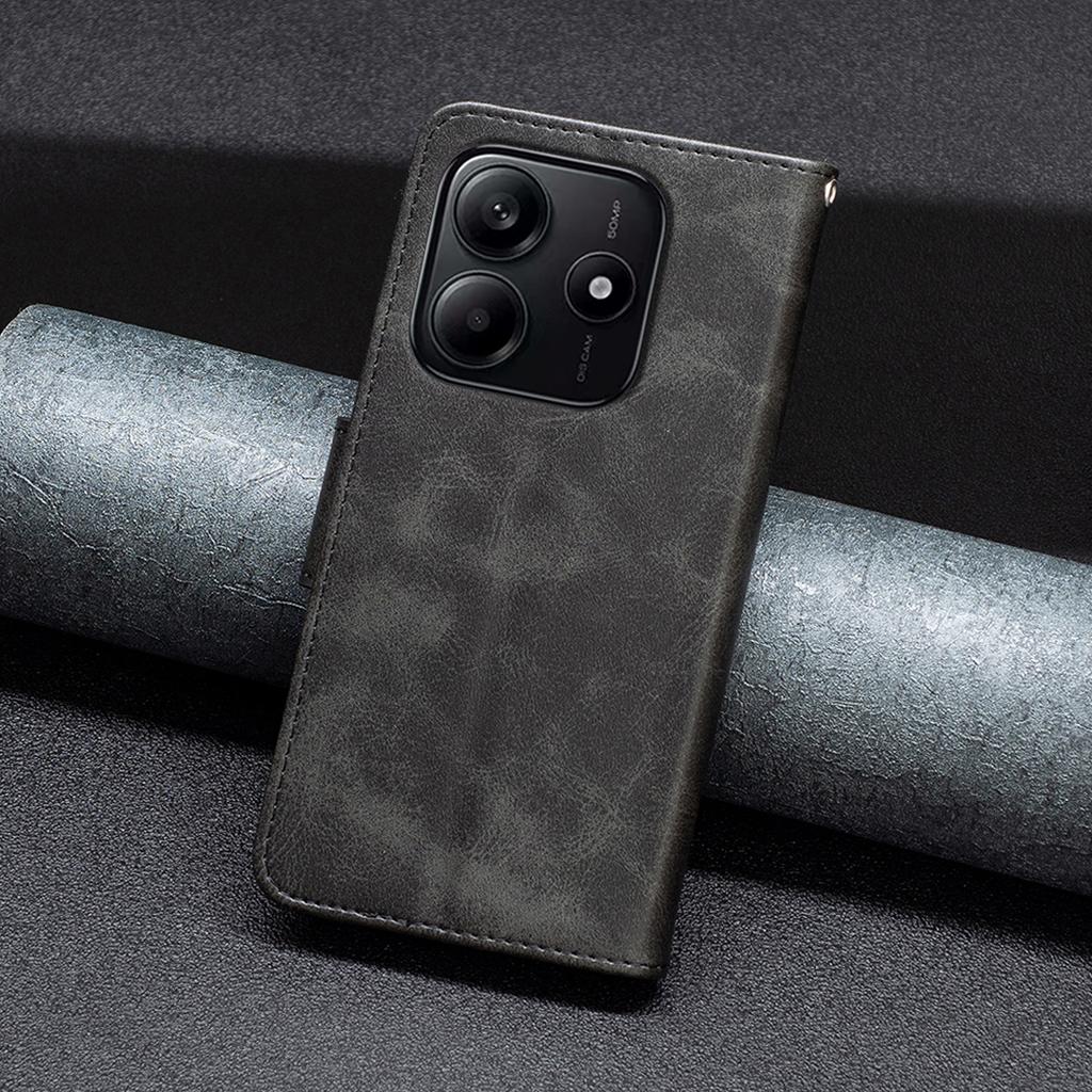 Для Xiaomi Redmi Note 14 4G (163,25x76,55x8,16 мм) Ударопрочный чехол-книжка из ПУ кожи с отделениями для карт