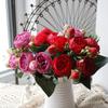 Цветы пионов и роз из шелка для поделок, 5 головок, искусственные цветы, для украшения дома и свадьбы