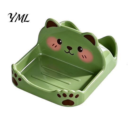 Kitchen Countertop Storage Cute Bear Pot Lid Holder for Countertop, Multipurpose ABS Practical Cooking Helper Plastic Spatula Spoon Rest, Easy