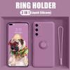 Силиконовый чехол-держатель для кольца для Huawei P50 P40 P30 P20 Lite Mate 40 30 50 70 Honor 20 Pro с ремешком, мягкий жидкий чехол