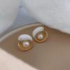 New Trend Light Luxury Zircon Lace Pearl Stud Earrings Fashion Women Geometric Crystal Earrings Jewelry Party Gifts