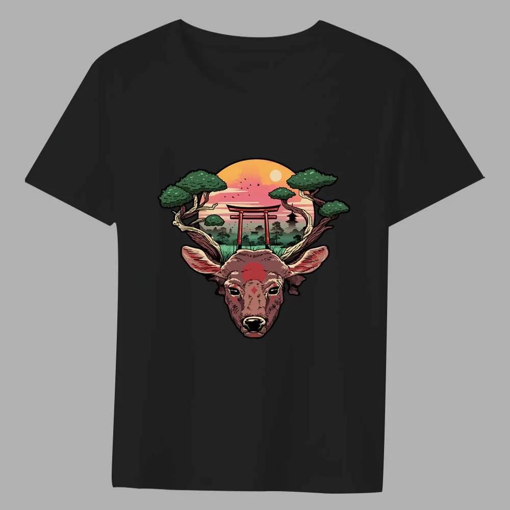 Мужская классическая футболка Повседневная черная серия с принтом в японском стиле Футболка с коротким рукавом с круглым вырезом Удобная футболка для молодых мужчин