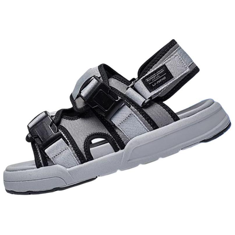 Li Ning Круглые удобные пляжные сандалии мужские сандалии серые AGUT013-2
