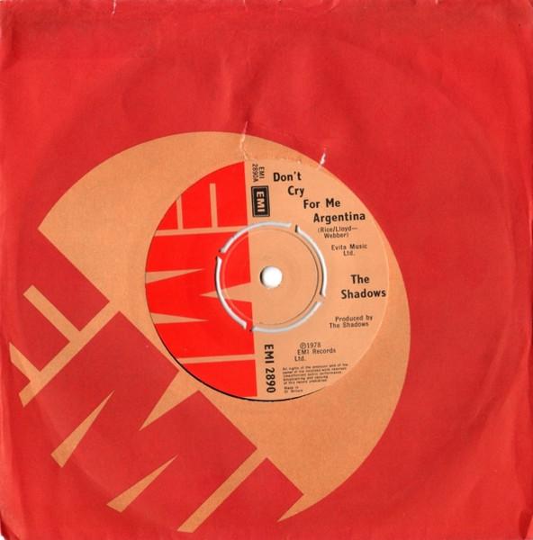 7inch Record SHADOWS - Don't Cry For Me Argentina EMI2890 EMI 1978 UK Rock Used