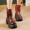 Genuine Leather Thick Soled High-heeled Boots Retro Women's Short Knight Boots