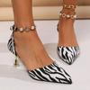 Fashion Women's Sexy Zebra Print High Heel Sandals Women's Crystal Beads Luxury Party Shoes 2024 Summer Designer Dress High Heels