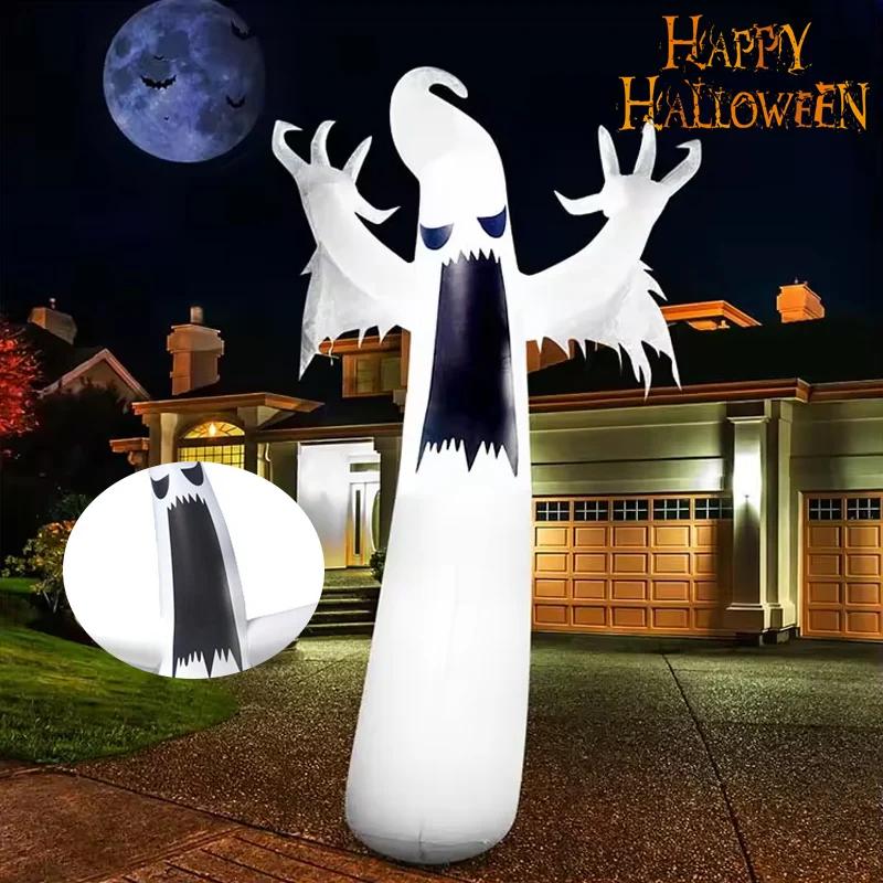 Giant 8.2ft Inflatable Ghost Halloween Decor RGB LED Dimming Outdoor Specter Blow Up Display Weatherproof Haunt