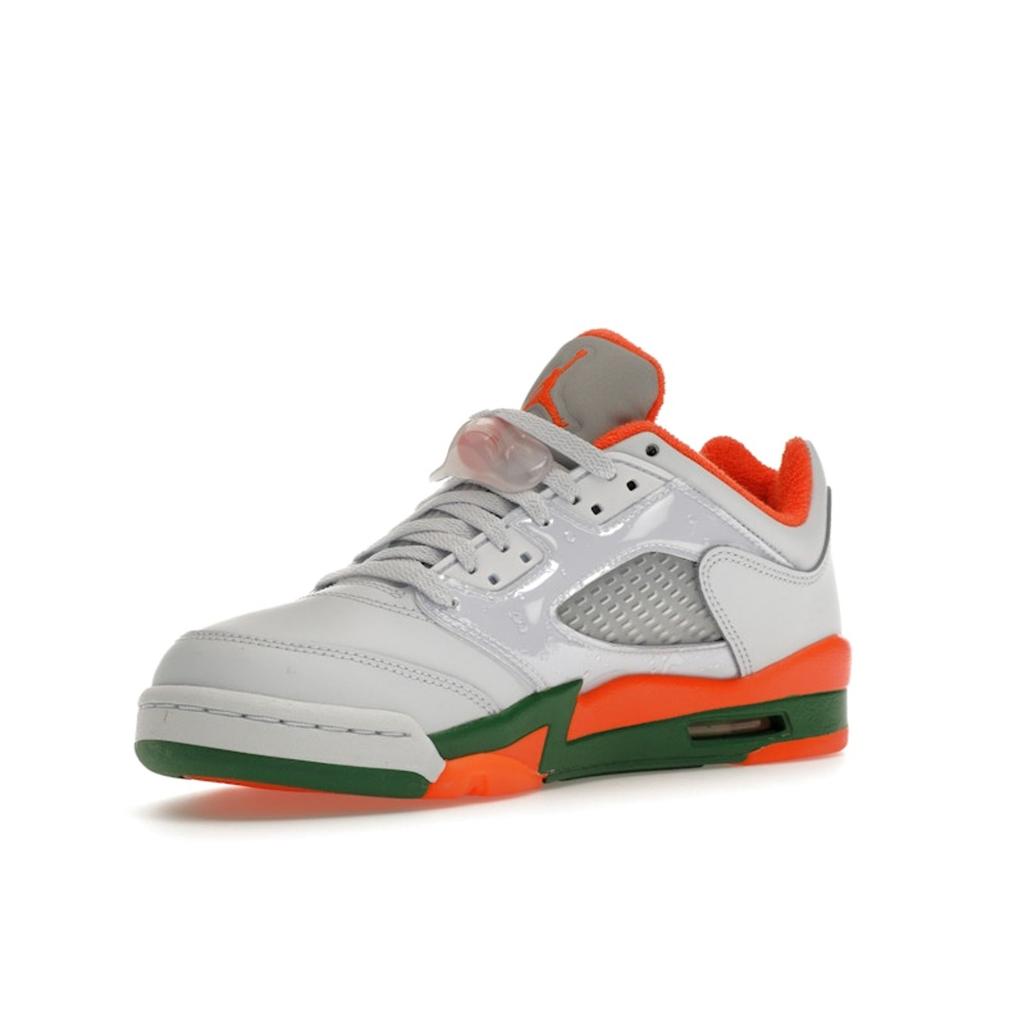 Детские кроссовки Air Jordan 5 Retro Low GS Hurricanes серо-футбольно-серые бриллиантово-оранжевые FQ1293-018